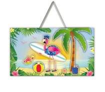 3D Deurbord Flamingo 47x27cm